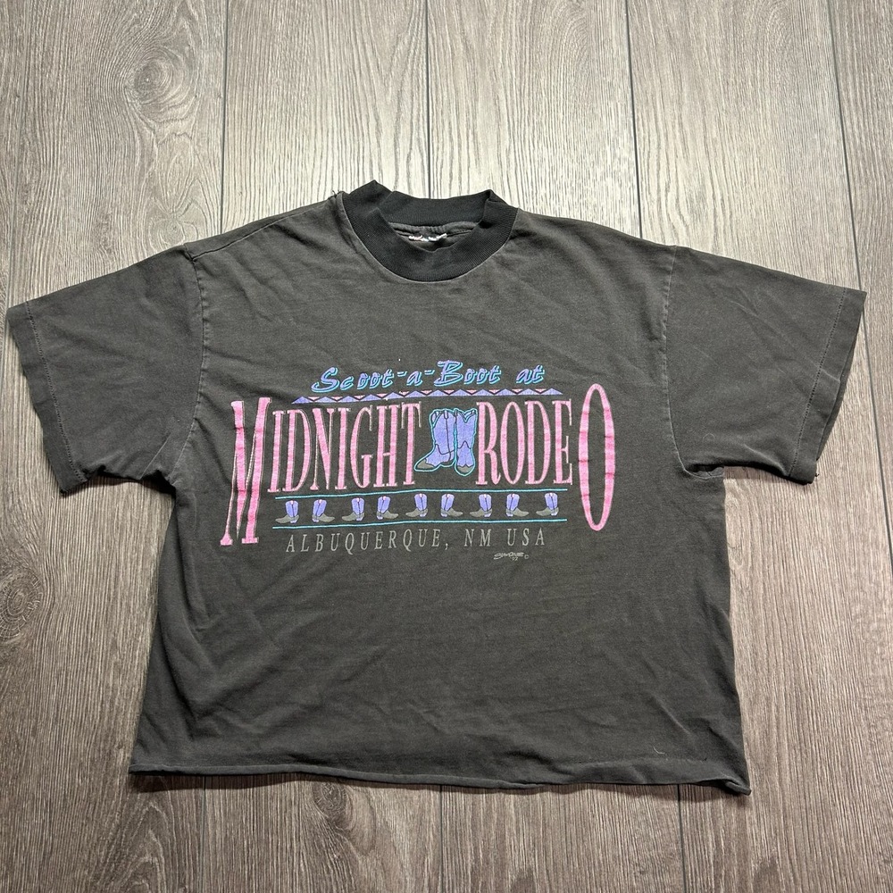 Vintage 1992 Midnight Rodeo Albuquerque NM Graphic T-Shirt Faded Black Medium
